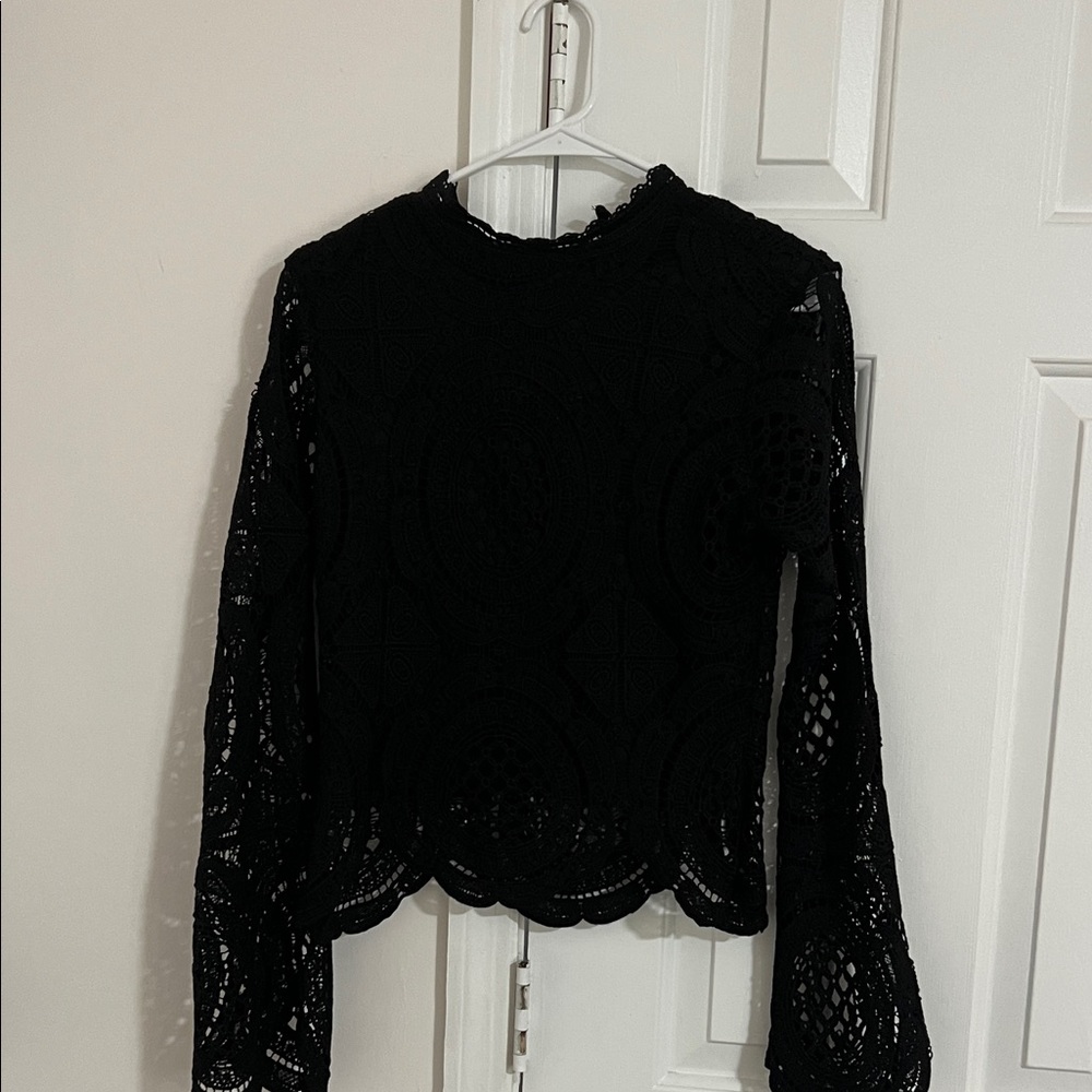 Ultra Pink Black Lace Blouse